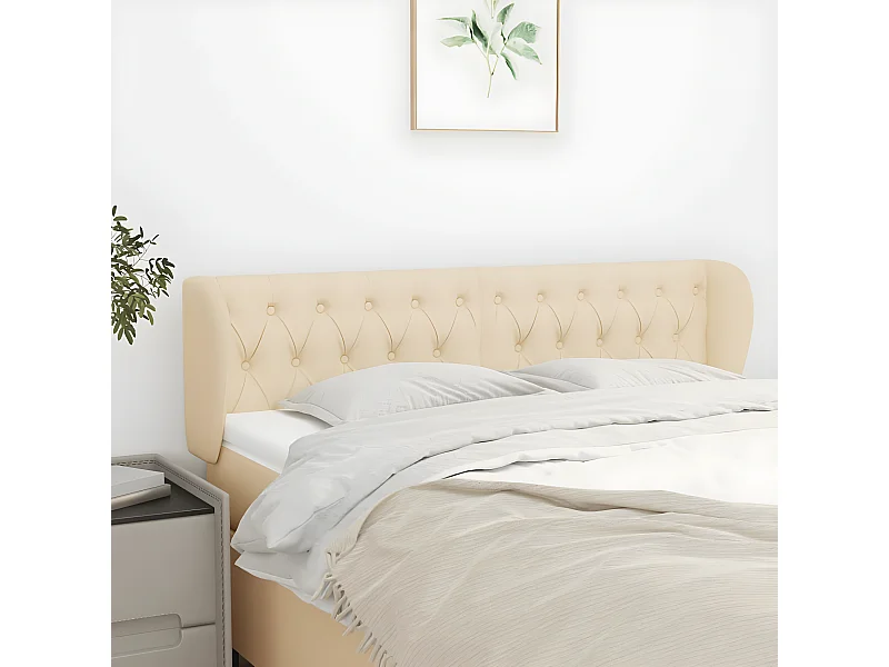 Tête de lit avec oreilles Crème 163x23x78/88 cm Tissu