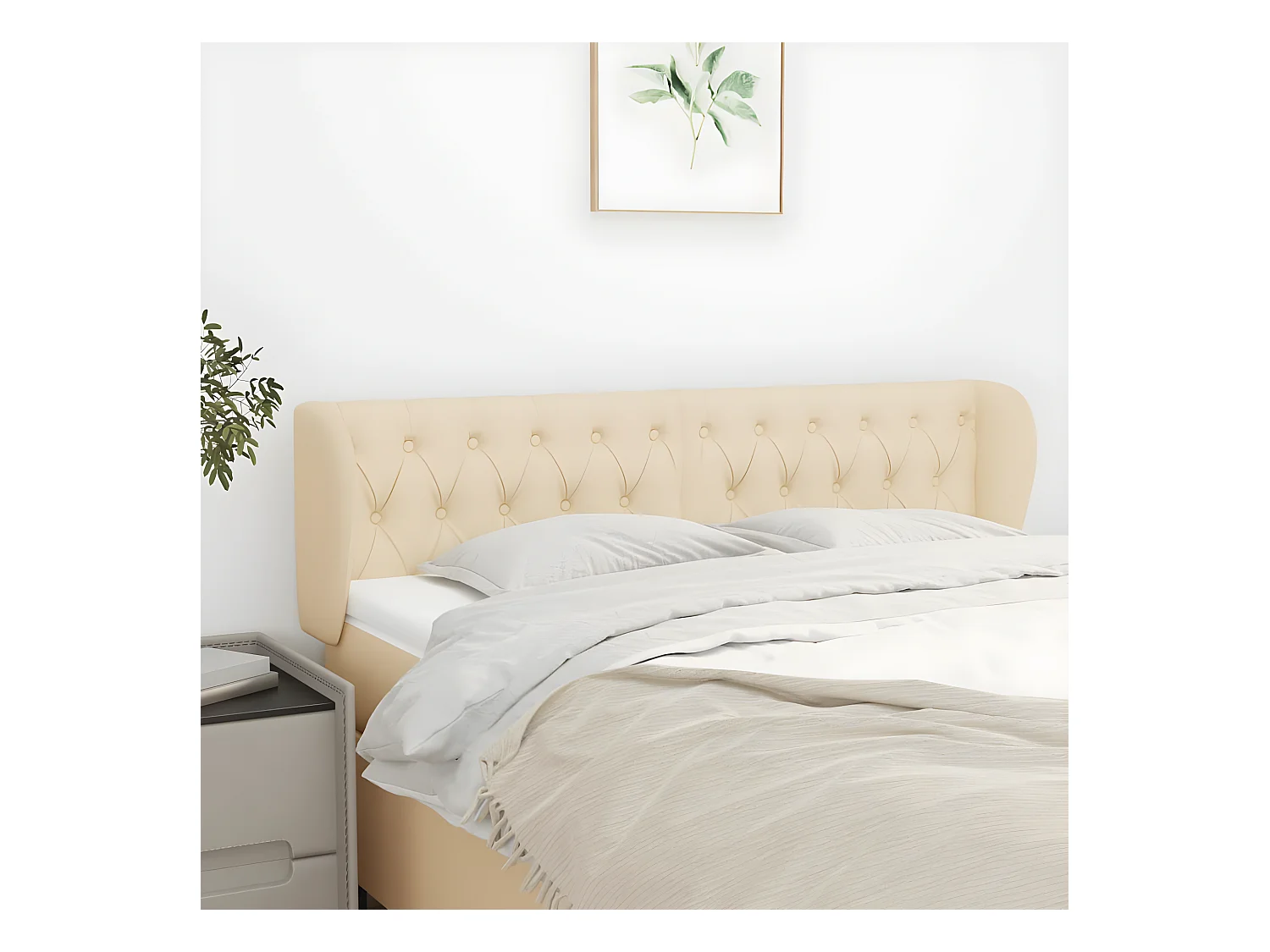 Tête de lit avec oreilles Crème 163x23x78/88 cm Tissu