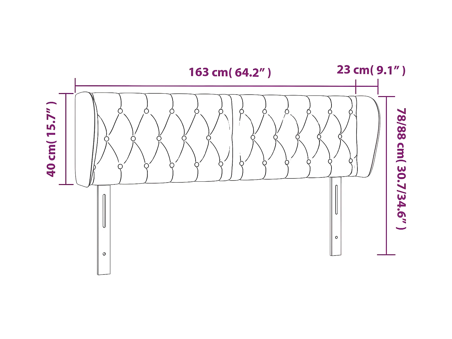 Tête de lit avec oreilles Crème 163x23x78/88 cm Tissu