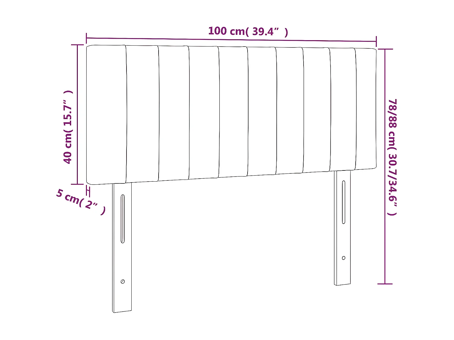 Tête de lit Gris foncé 100x5x78/88 cm Velours