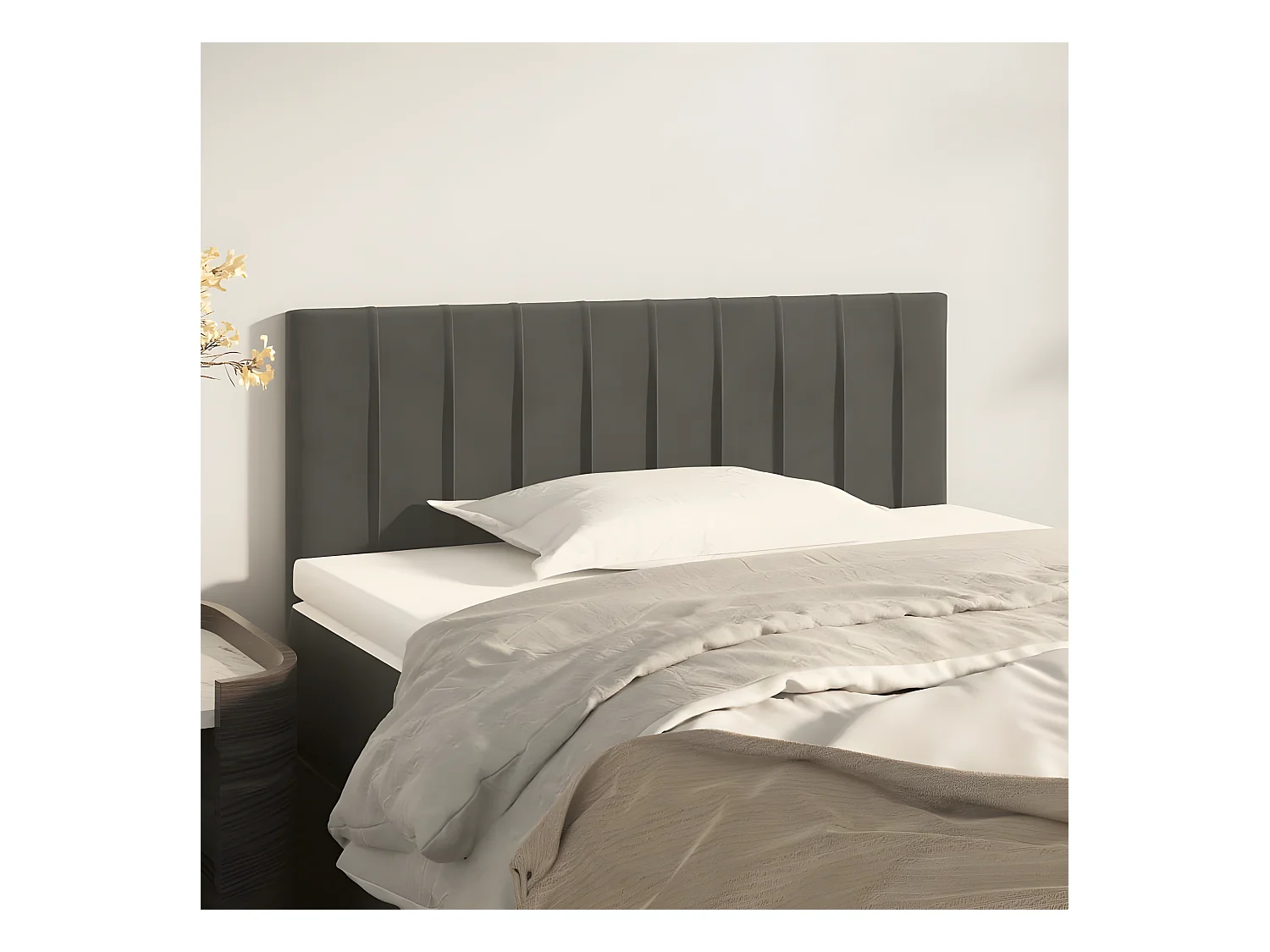 Tête de lit Gris foncé 100x5x78/88 cm Velours