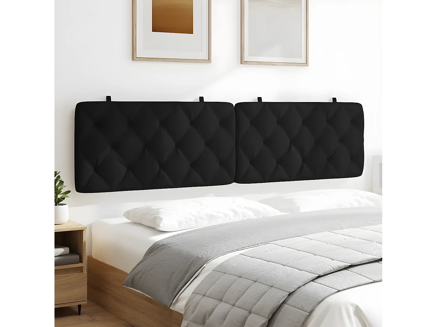Coussin de tête de lit noir 200 cm velours