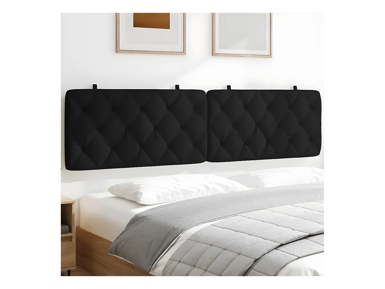 Coussin de tête de lit noir 200 cm velours