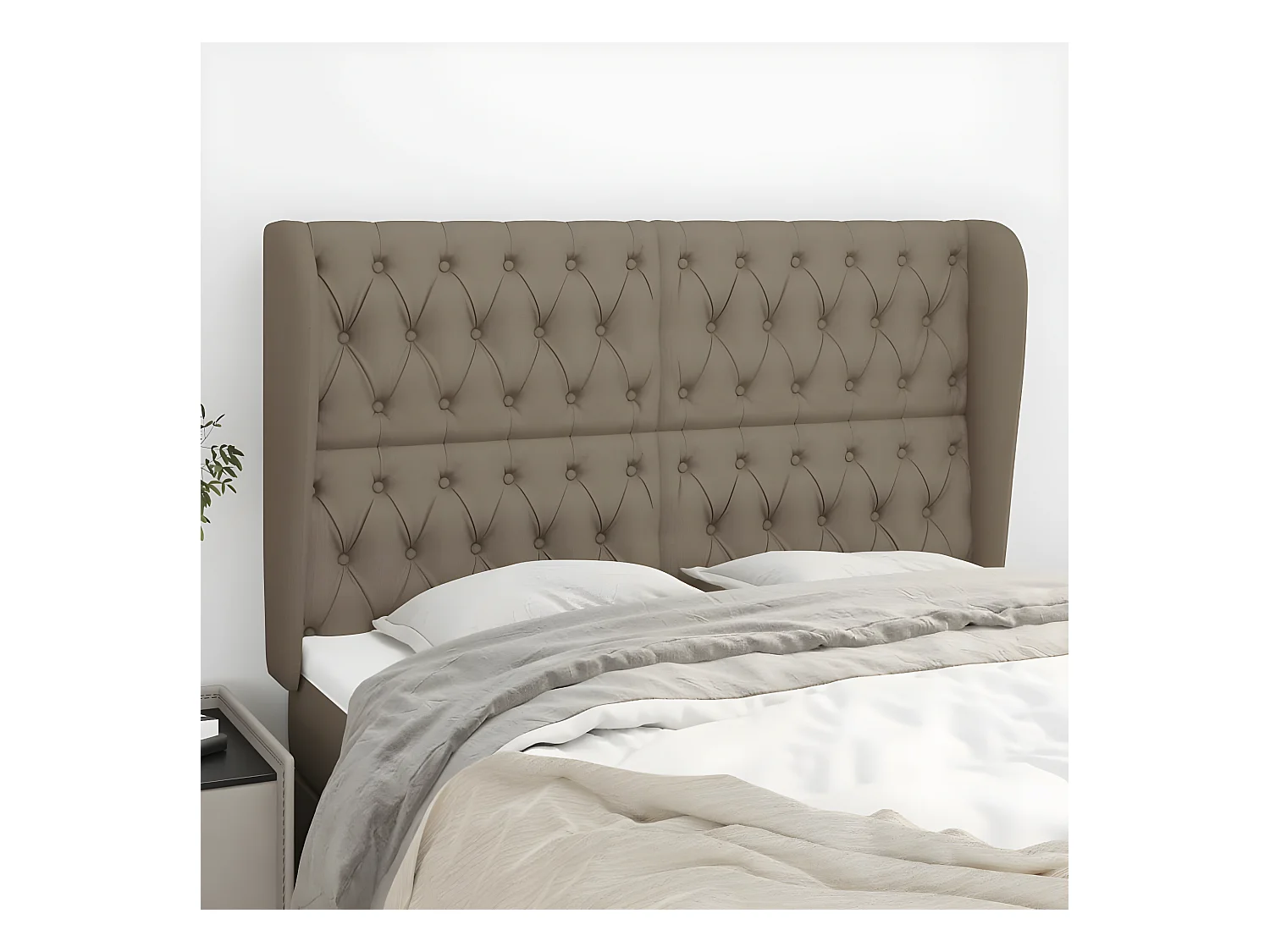 Tête de lit avec oreilles Taupe 163x23x118/128 cm Tissu