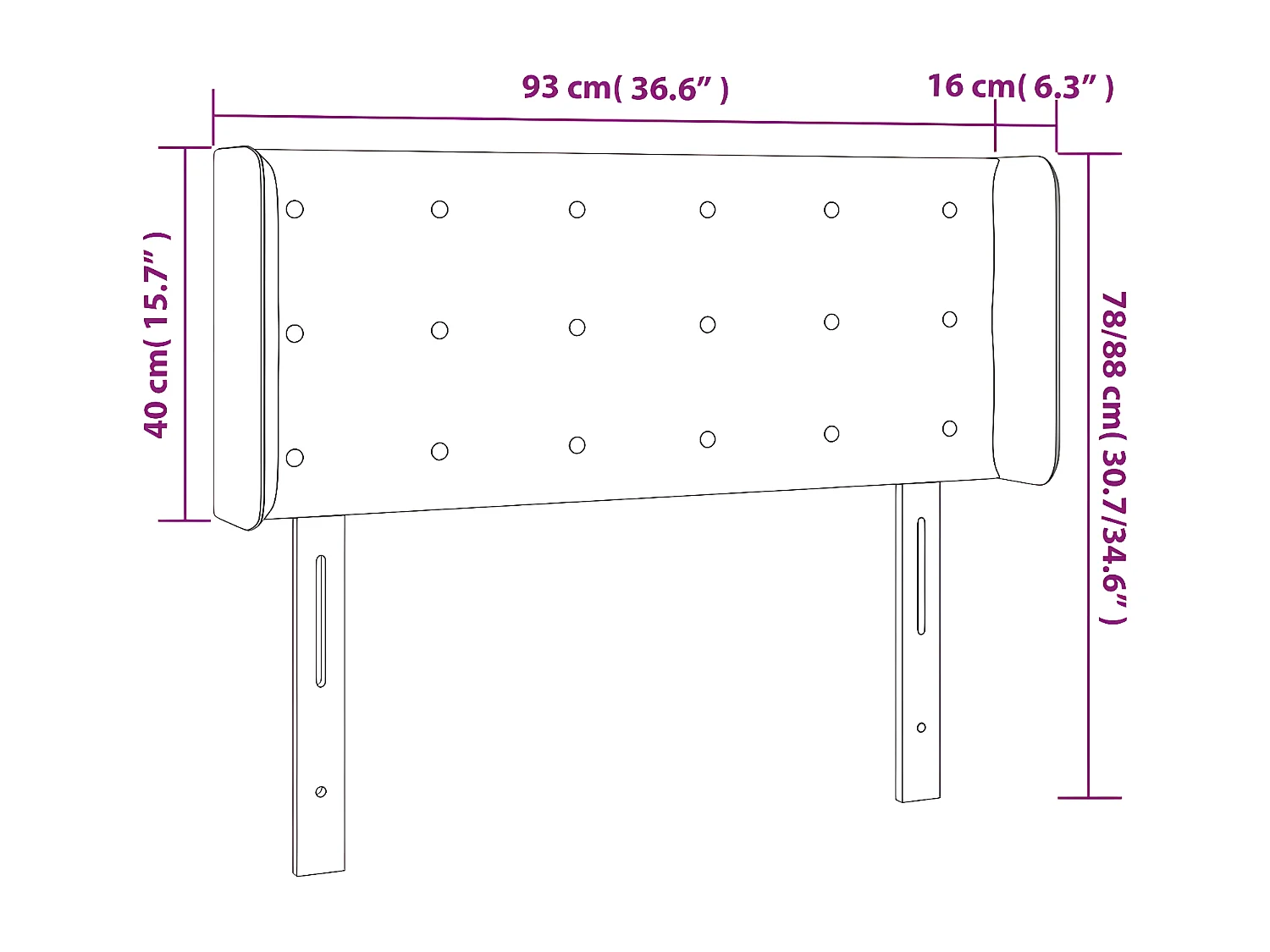 Cabecero con LED de tela azul 93x16x78/88 cm