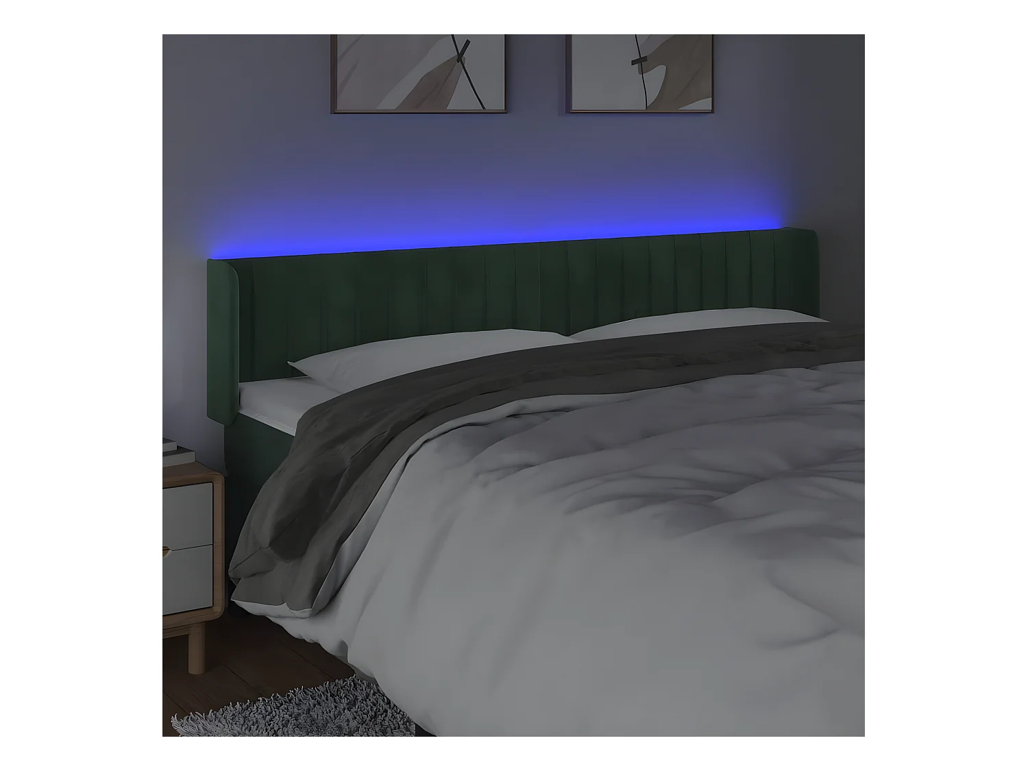 Tête de lit à LED Vert foncé 183x16x78/88 cm Velours