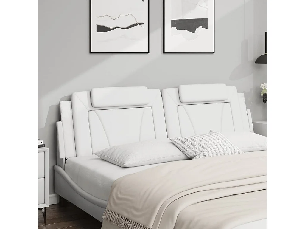 Coussin de tête de lit blanc 180 cm similicuir