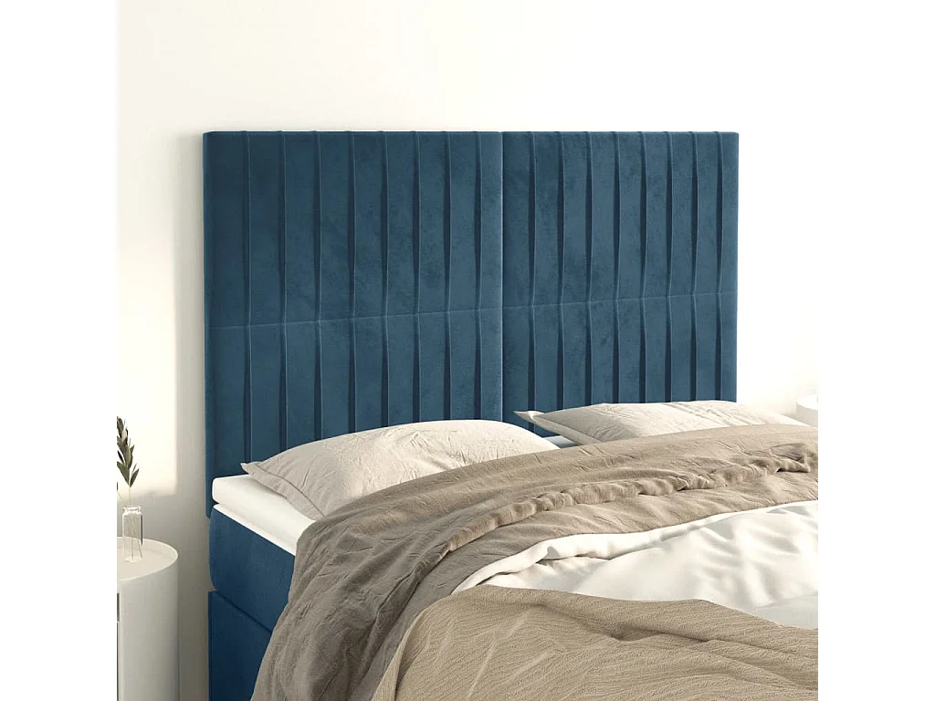 Têtes de lit 4 pièces Bleu foncé 72x5x78/88 cm Velours