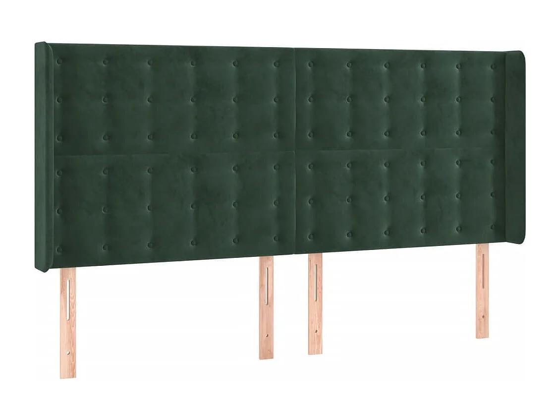 Cabecero con orejas de terciopelo verde oscuro 203x16x118/128cm