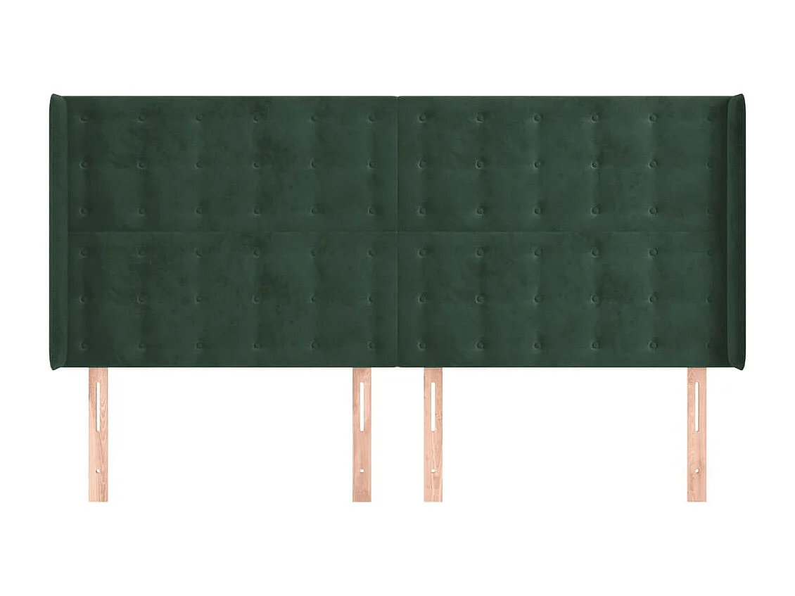 Cabecero con orejas de terciopelo verde oscuro 203x16x118/128cm