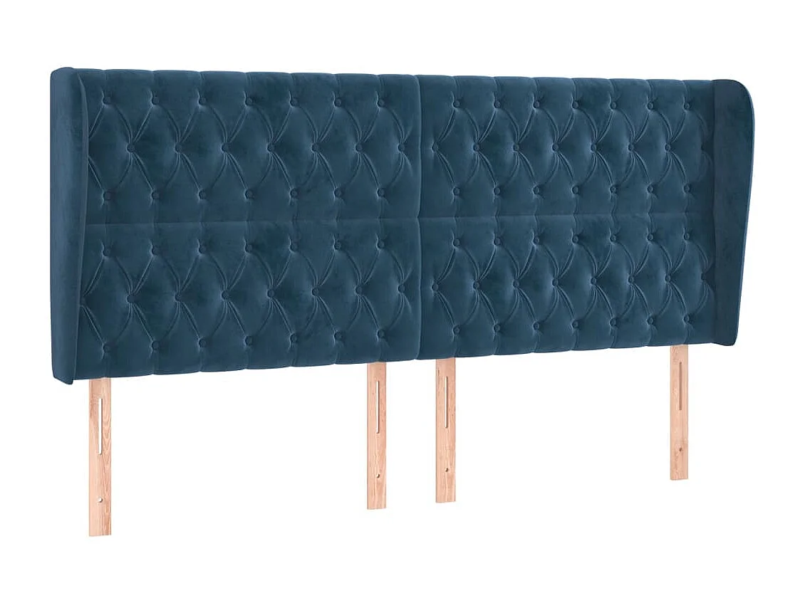 Tête de lit avec oreilles Bleu foncé 203x23x118/128 cm Velours