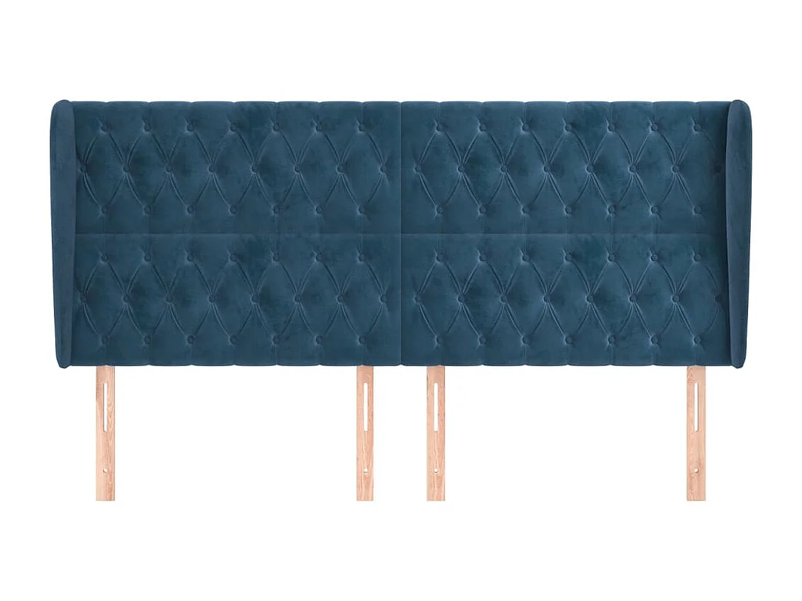 Tête de lit avec oreilles Bleu foncé 203x23x118/128 cm Velours