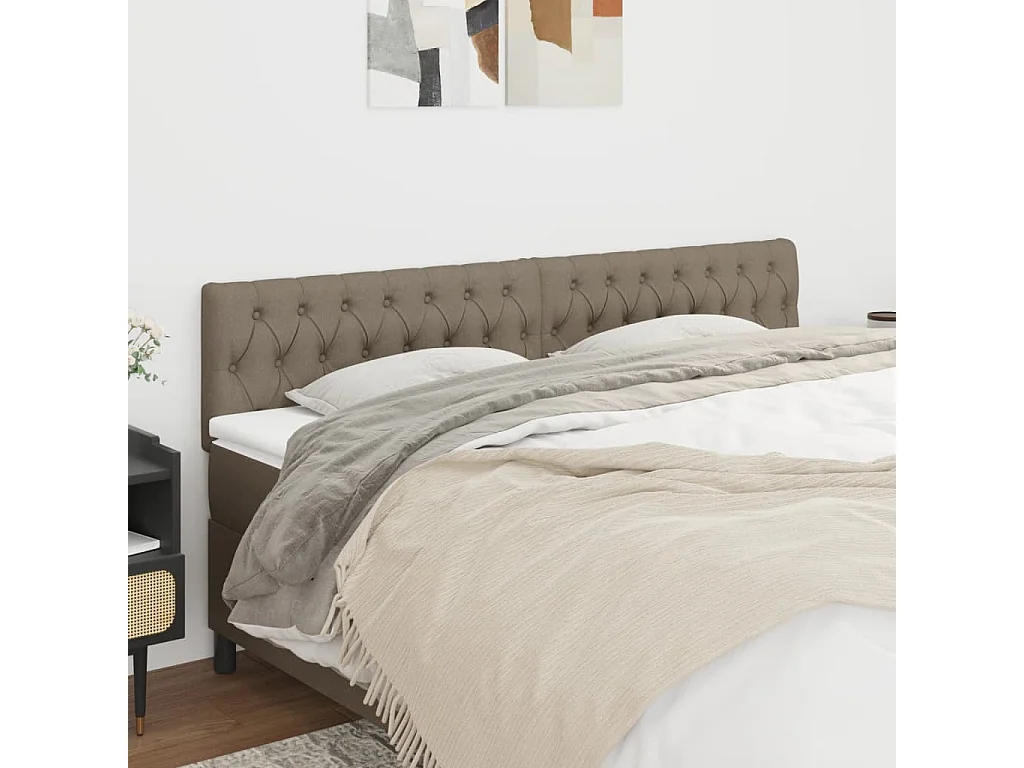 Têtes de lit 2 pièces Taupe 100x7x78/88 cm Tissu
