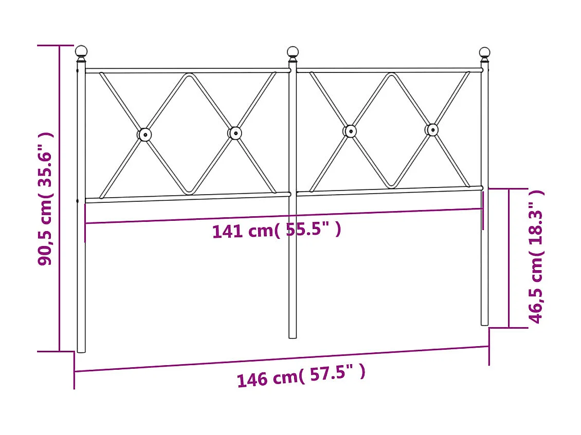 Tête de lit métal blanc 140 cm