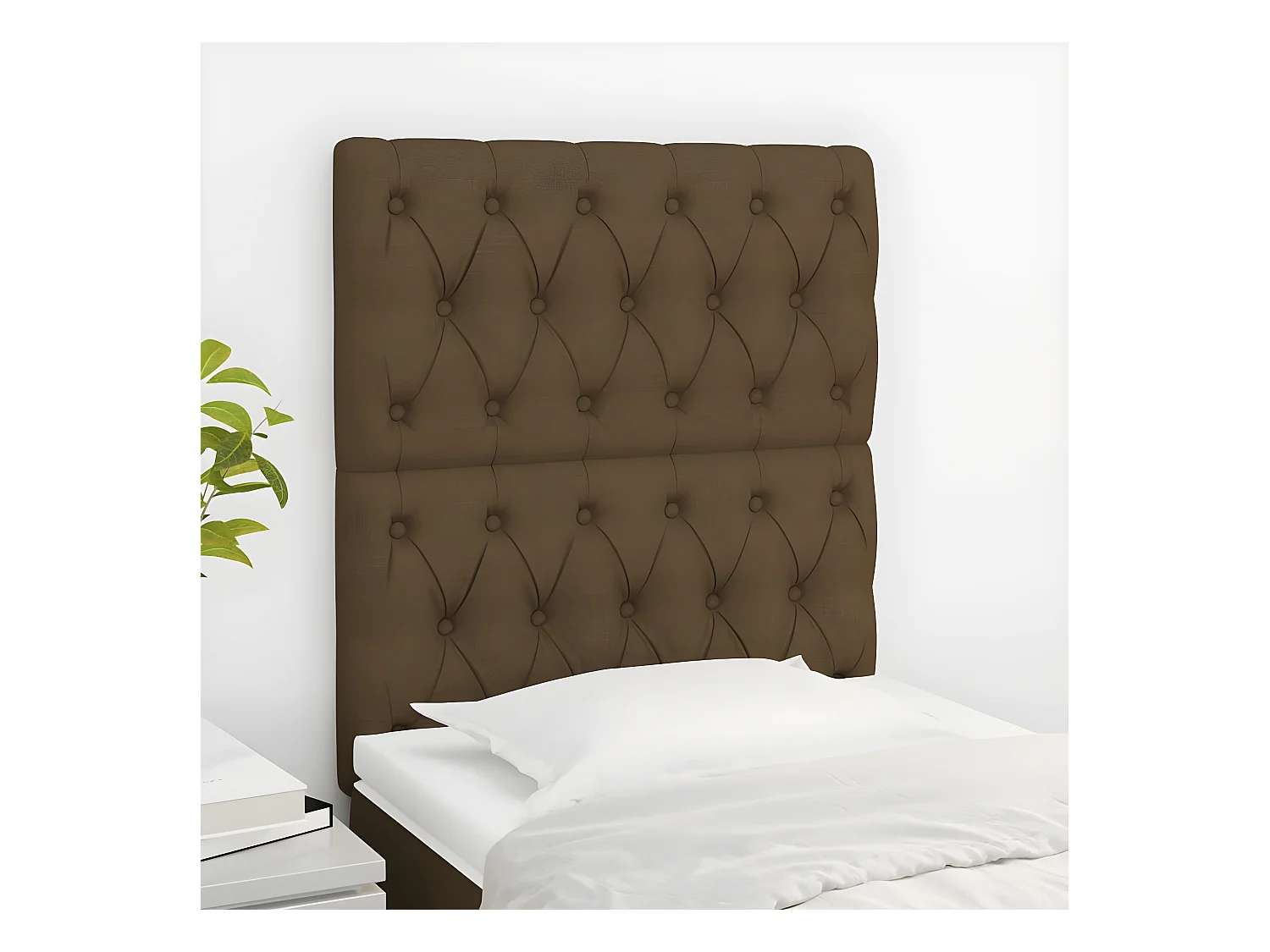 Têtes de lit 2 pièces Marron Foncé 80x7x78/88 cm Tissu