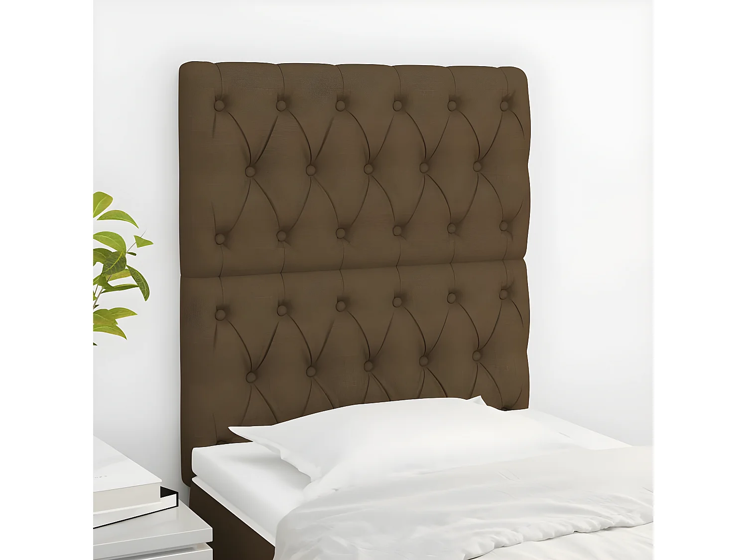 Cabeceira de cama 2 peças tecido 80x7x78/88 cm castanho-escuro