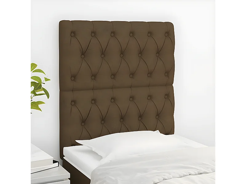 Cabeceira de cama 2 peças tecido 80x7x78/88 cm castanho-escuro