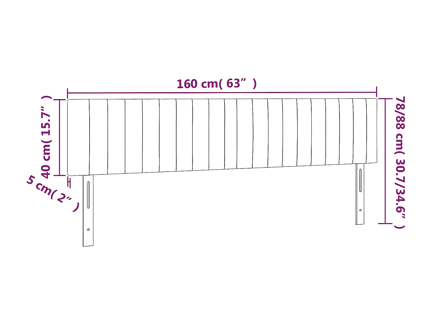 Tête de lit à LED Taupe 160x5x78/88 cm Tissu