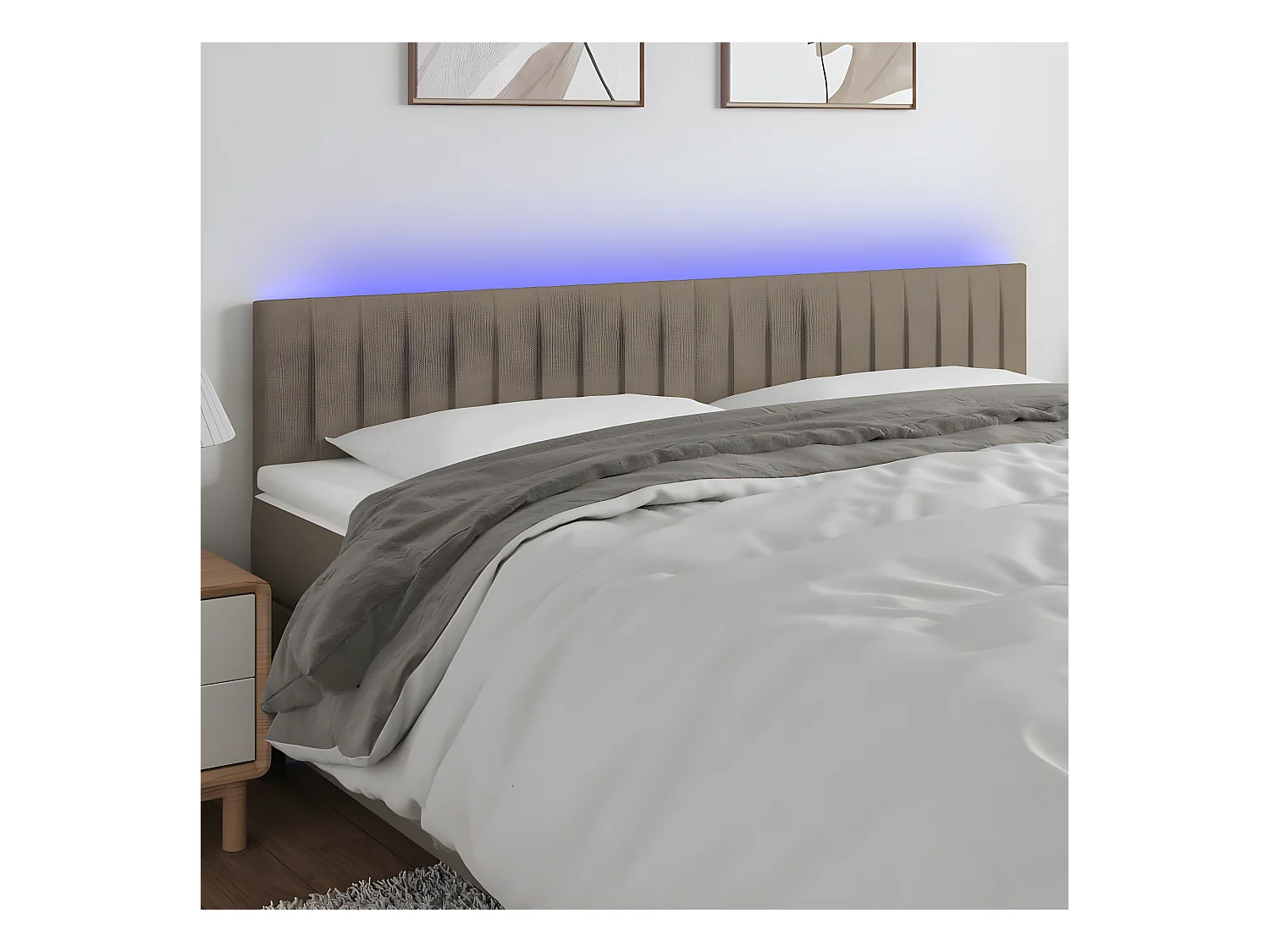 Tête de lit à LED Taupe 160x5x78/88 cm Tissu