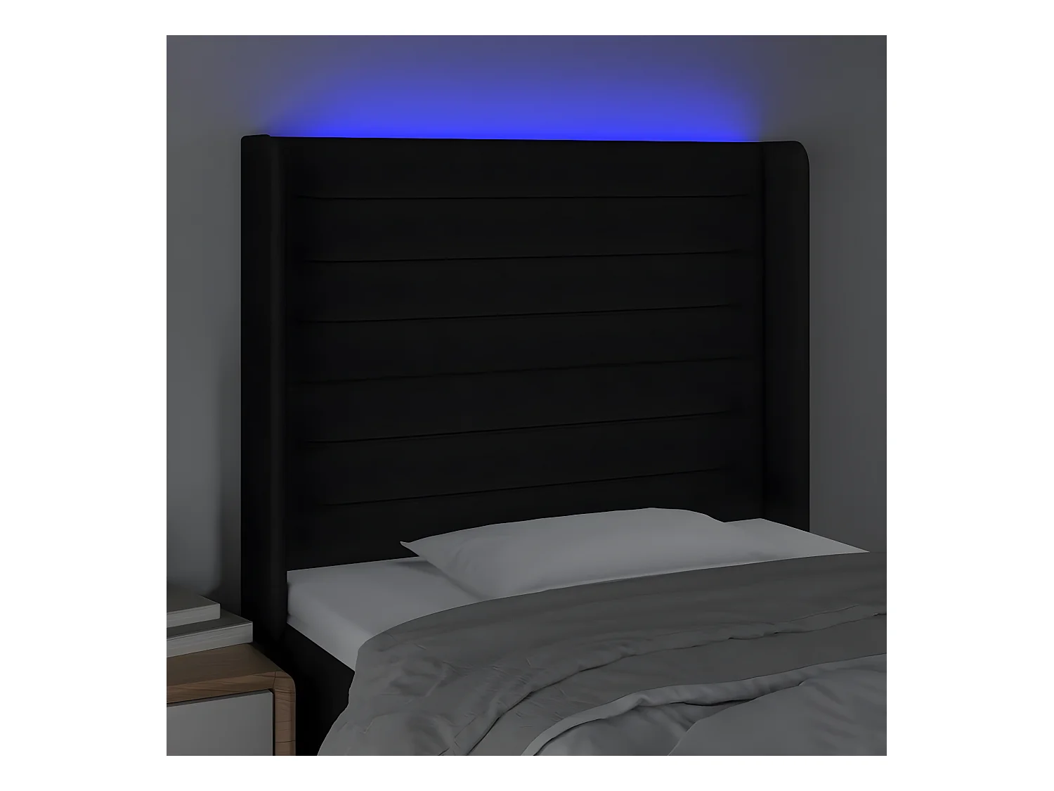 Tête de lit à LED Noir 83x16x118/128 cm Tissu
