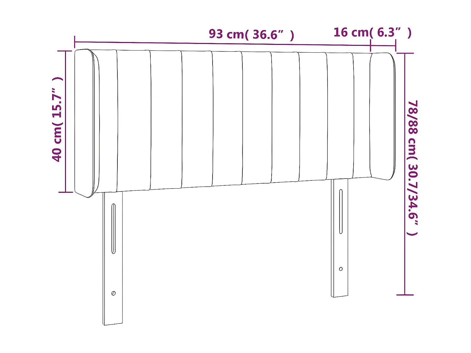 Hoofdbord LED 93x16x78/88 cm fluweel blauw