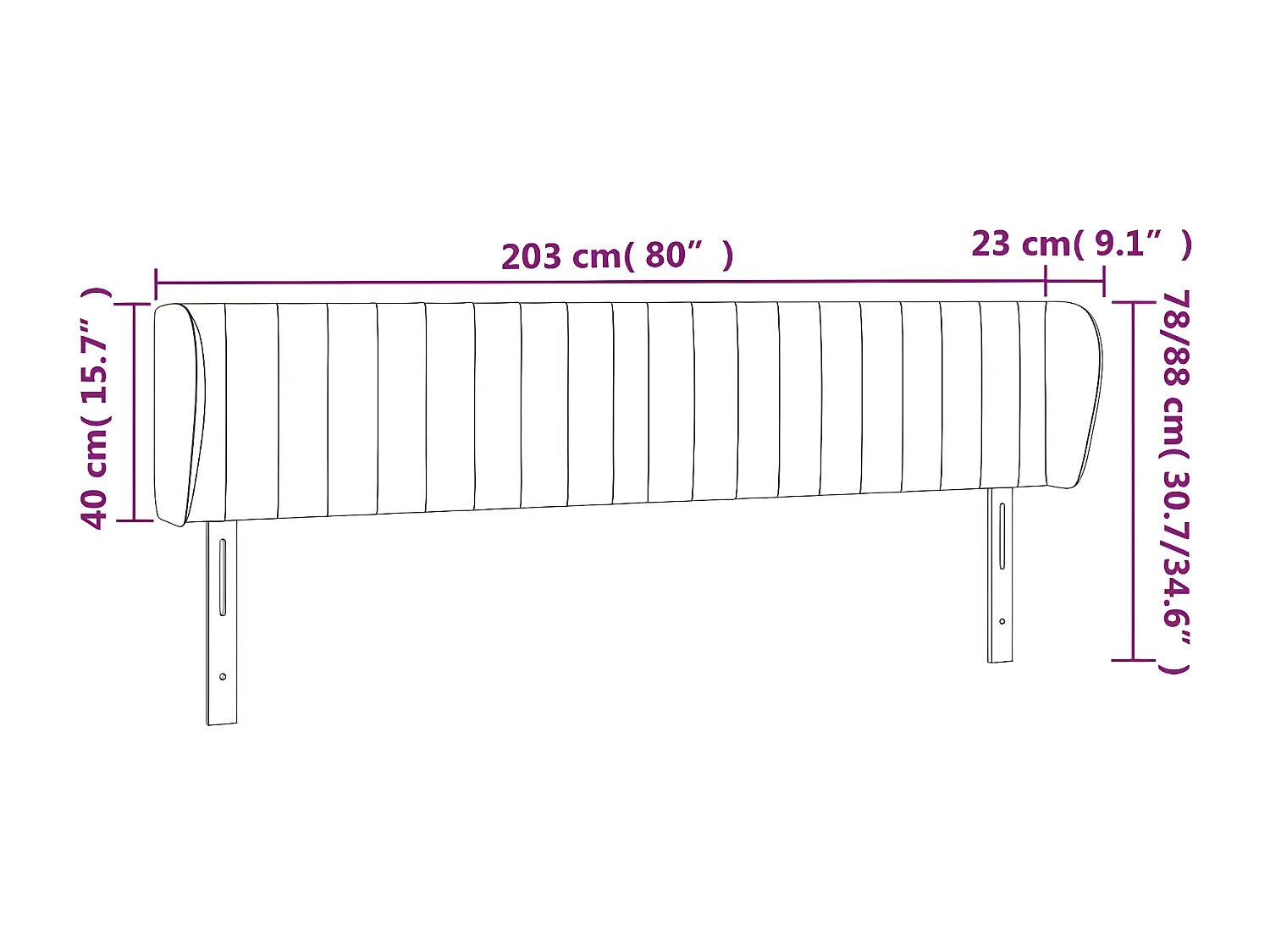 Tête de lit avec oreilles Crème 203x23x78/88 cm Tissu
