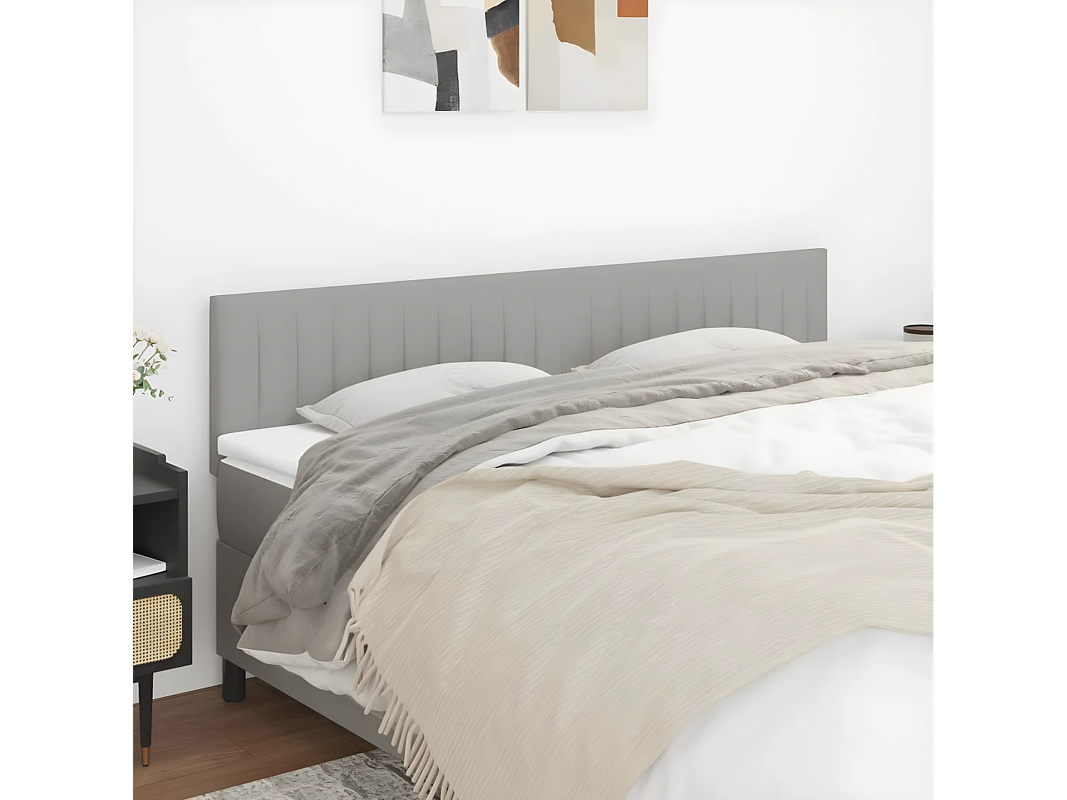 Têtes de lit 2 pièces Gris clair 100x5x78/88 cm Tissu