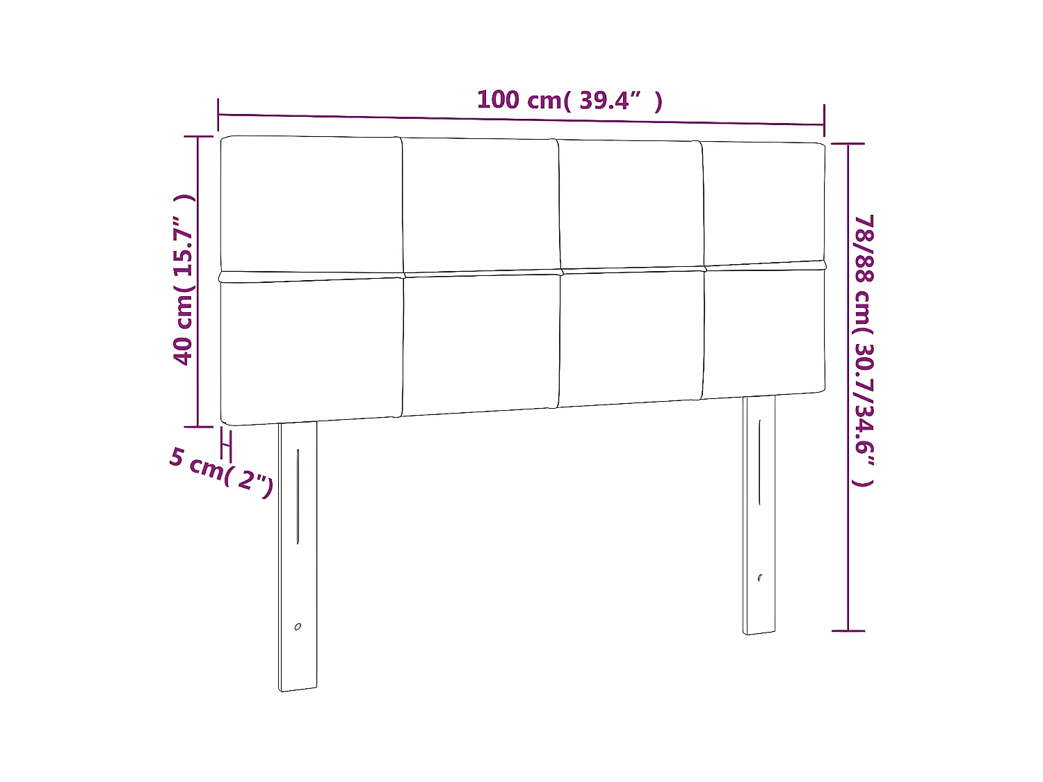 Cabecero de terciopelo rosa 100x5x78/88 cm