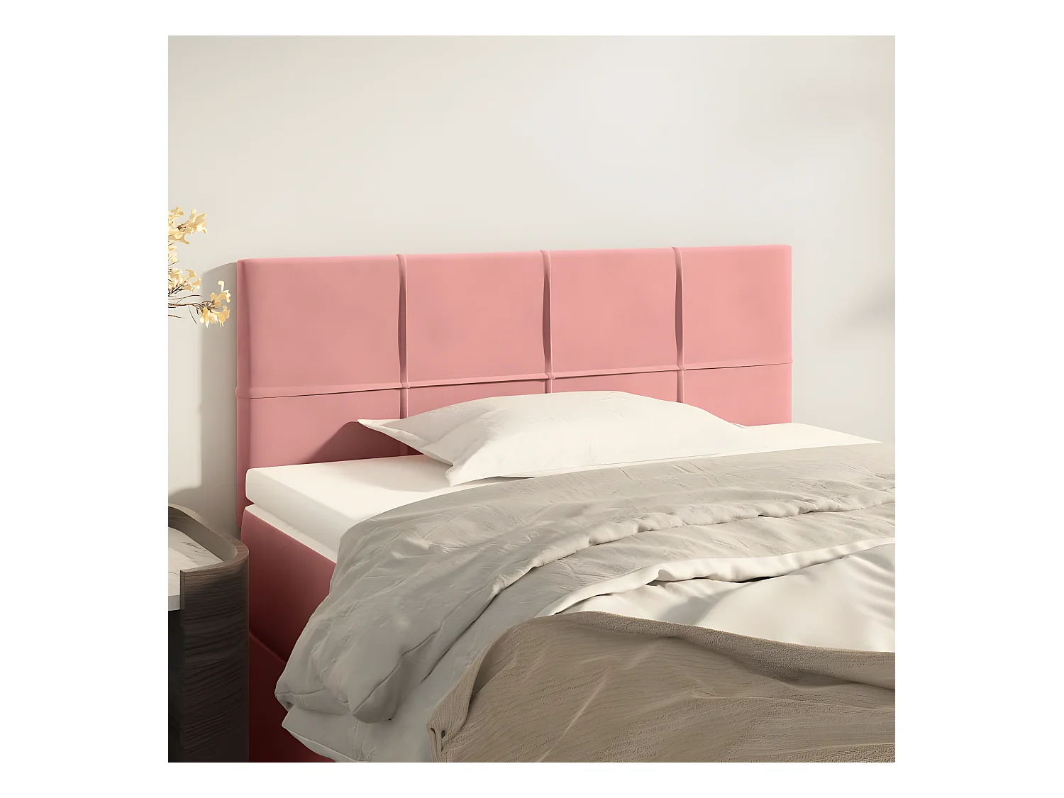 Cabecero de terciopelo rosa 100x5x78/88 cm