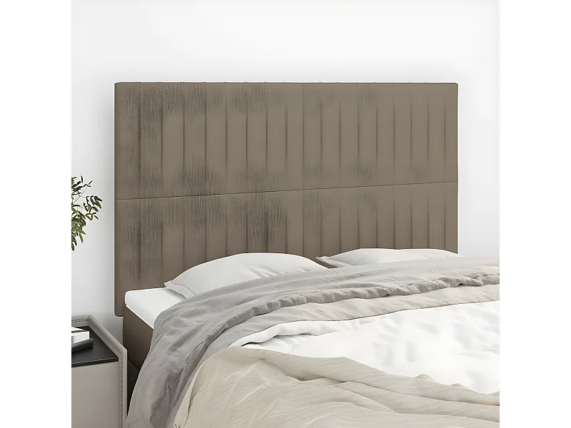 Cabeceira cama 4 peças tecido 72x5x78/88 cm cinzento-acastanhado