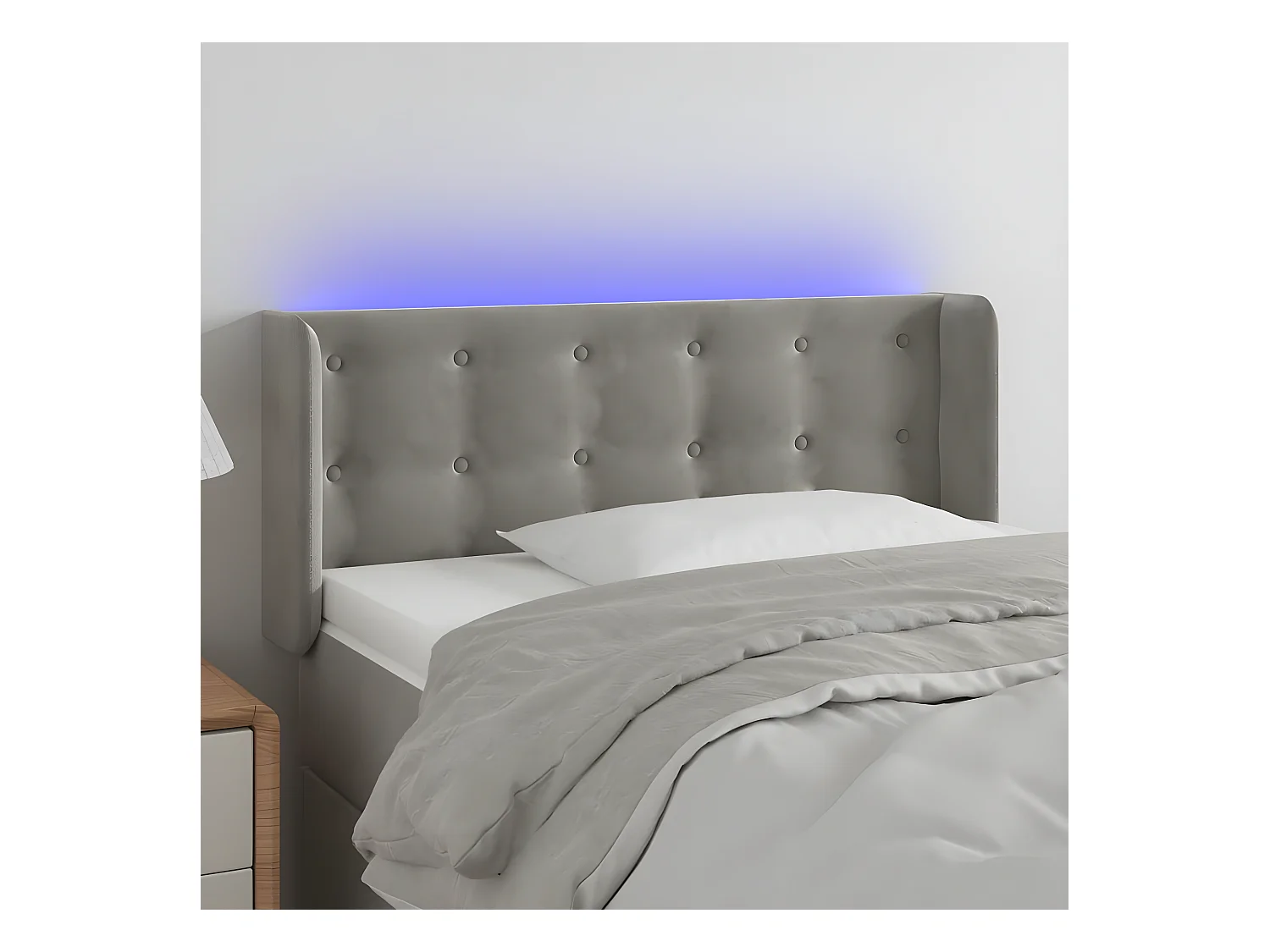 Hoofdbord LED 103x16x78/88 cm fluweel lichtgrijs