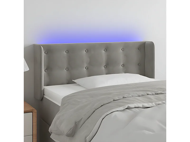 Cabecero con LED de terciopelo gris claro 103x16x78/88 cm
