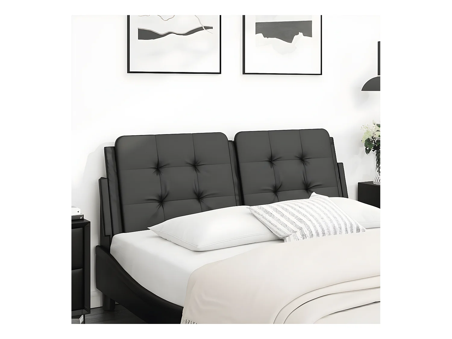 Coussin de tête de lit noir 140 cm similicuir