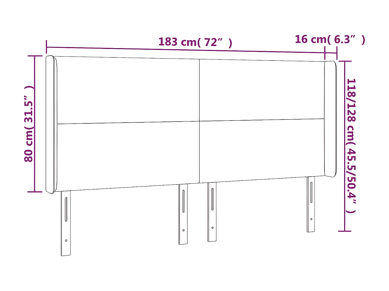 Tête de lit avec oreilles Cappuccino 183x16x118/128 cm