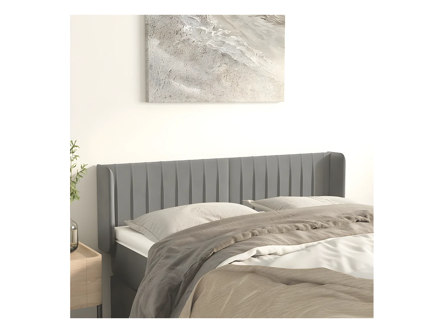 Tête de lit avec oreilles Gris clair 147x16x78/88 cm Velours