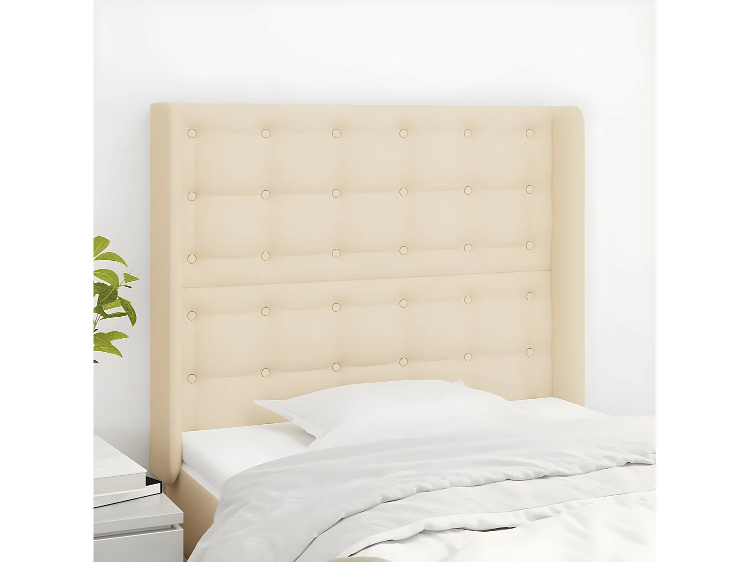 Tête de lit avec oreilles Crème 83x16x118/128 cm Tissu