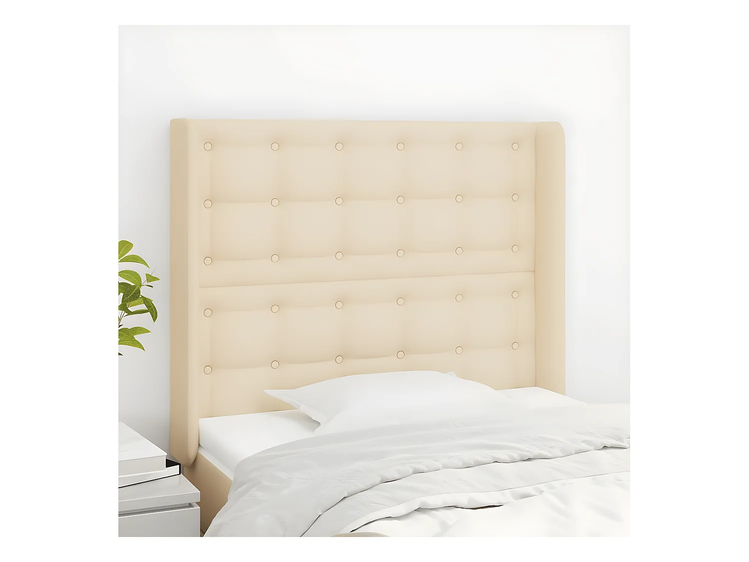 Tête de lit avec oreilles Crème 83x16x118/128 cm Tissu