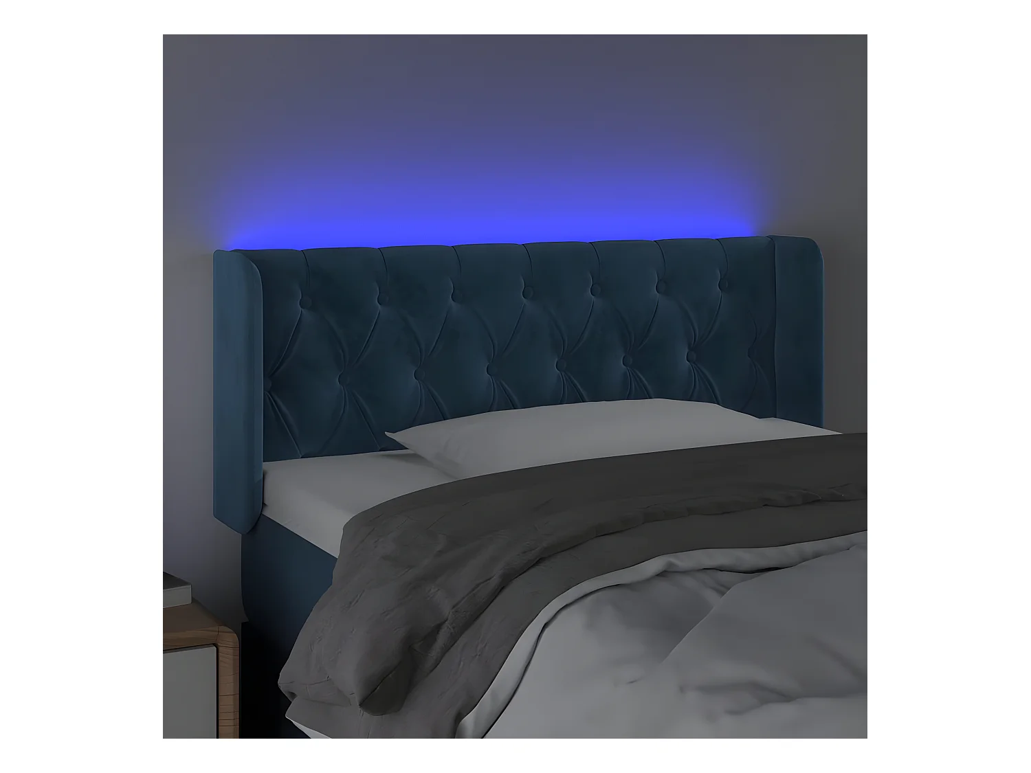 Tête de lit à LED Bleu foncé 103x16x78/88 cm Velours