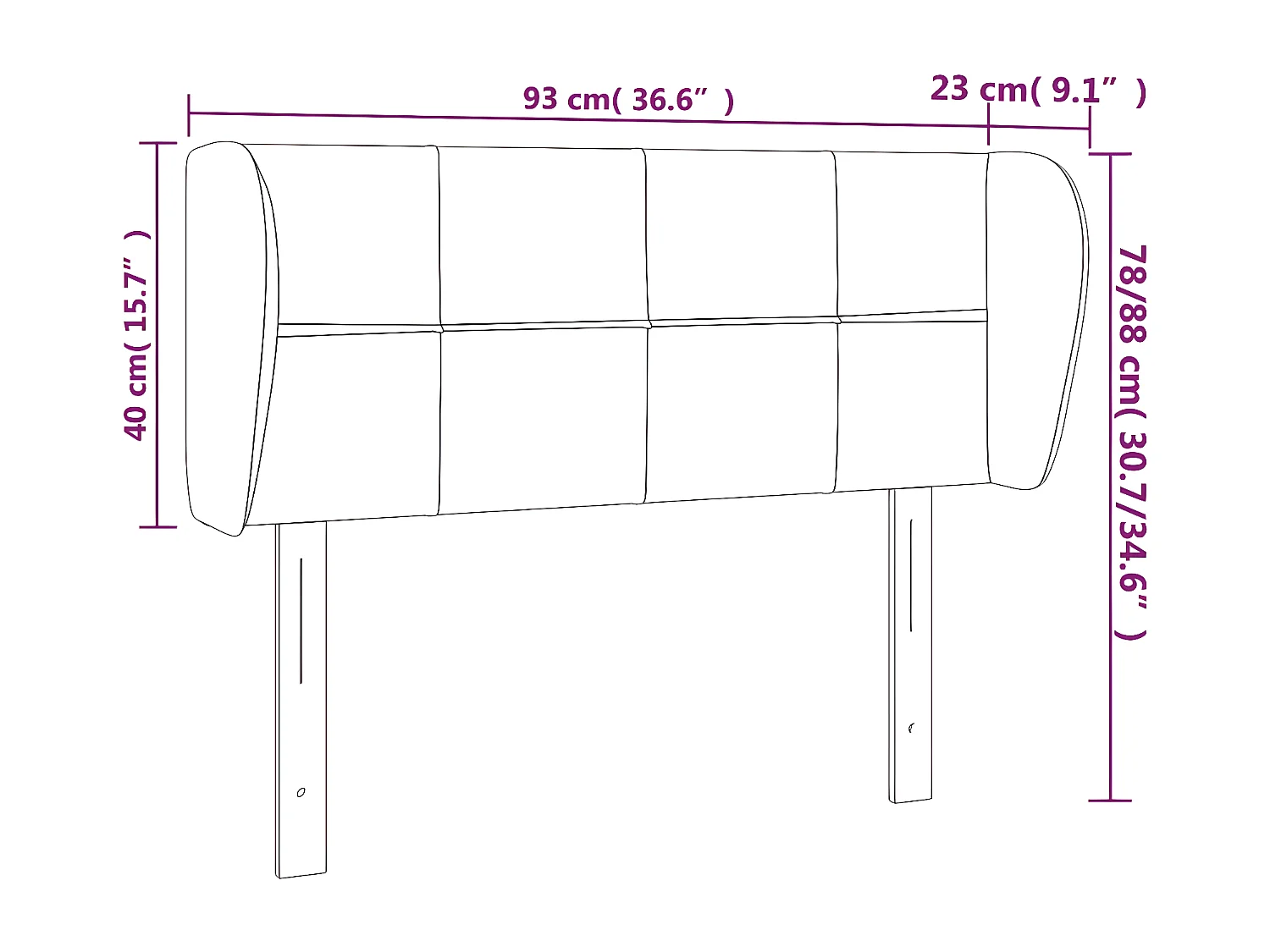 Tête de lit avec oreilles Bleu foncé 93x23x78/88 cm Velours