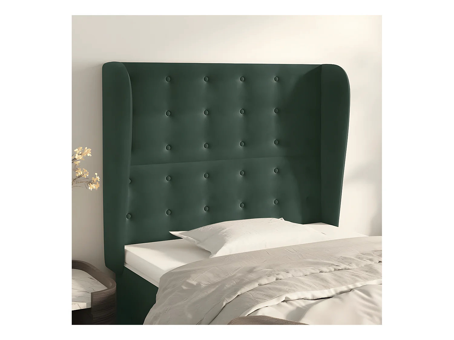 Tête de lit avec oreilles Vert foncé 83x23x118/128 cm Velours