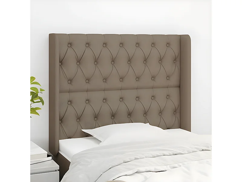 Tête de lit avec oreilles Taupe 103x16x118/128 cm Tissu