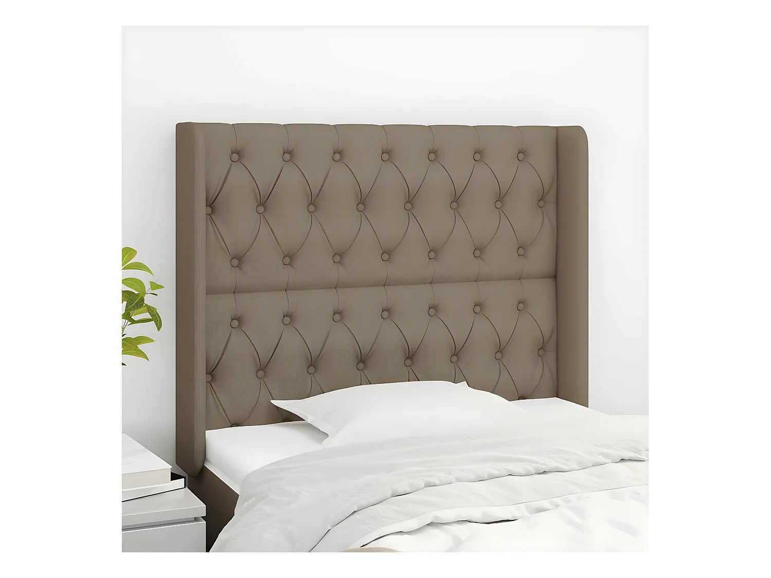 Tête de lit avec oreilles Taupe 103x16x118/128 cm Tissu