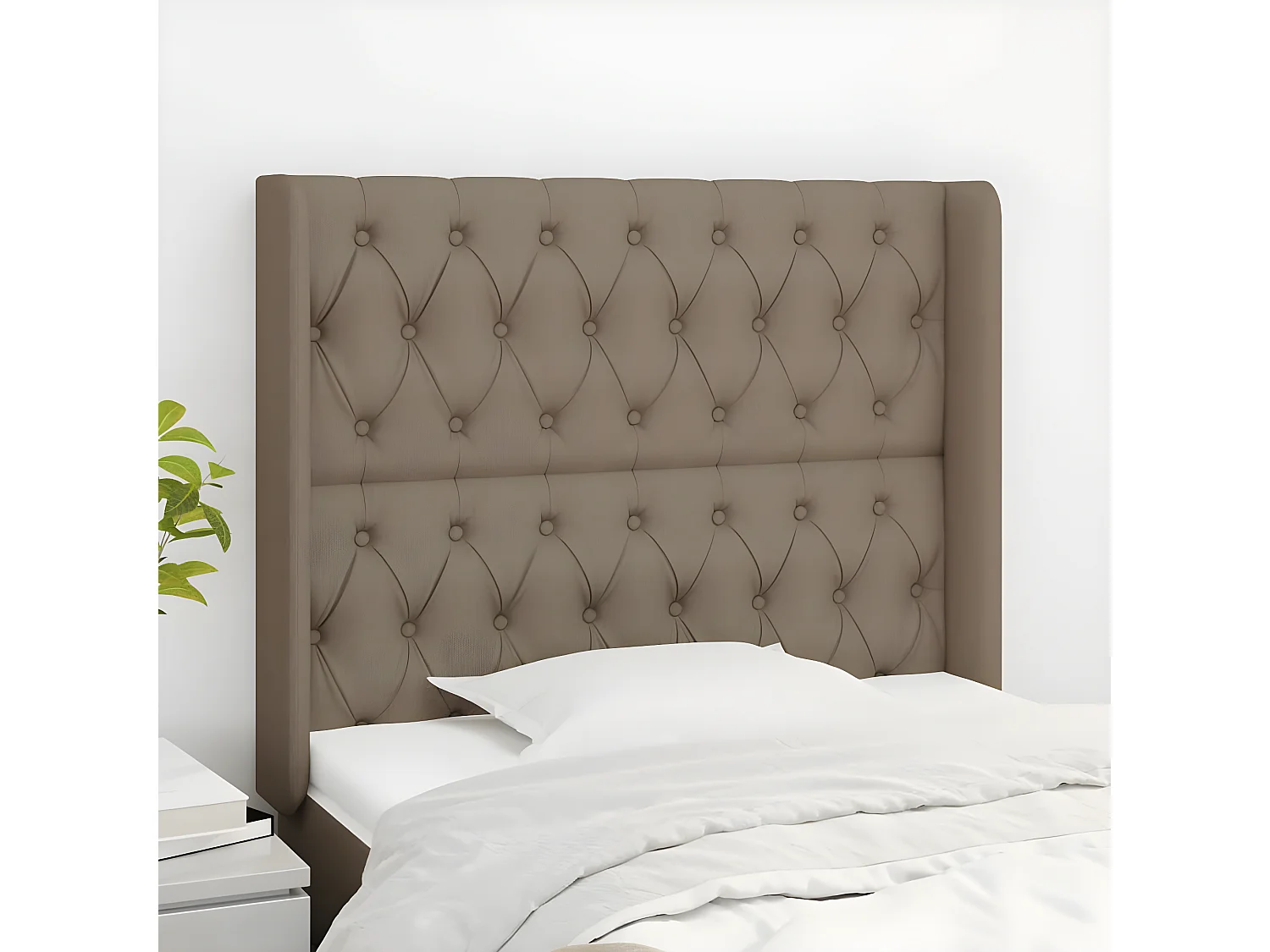Tête de lit avec oreilles Taupe 103x16x118/128 cm Tissu