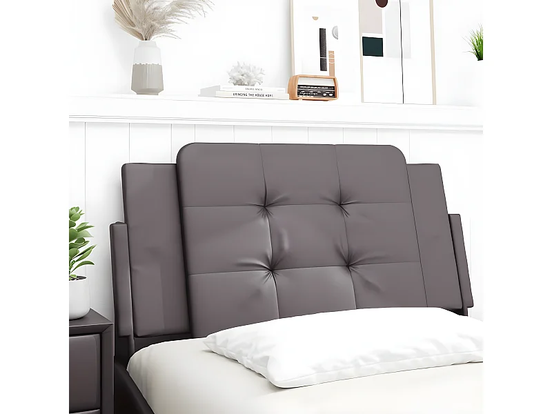 Coussin de tête de lit gris 100 cm similicuir