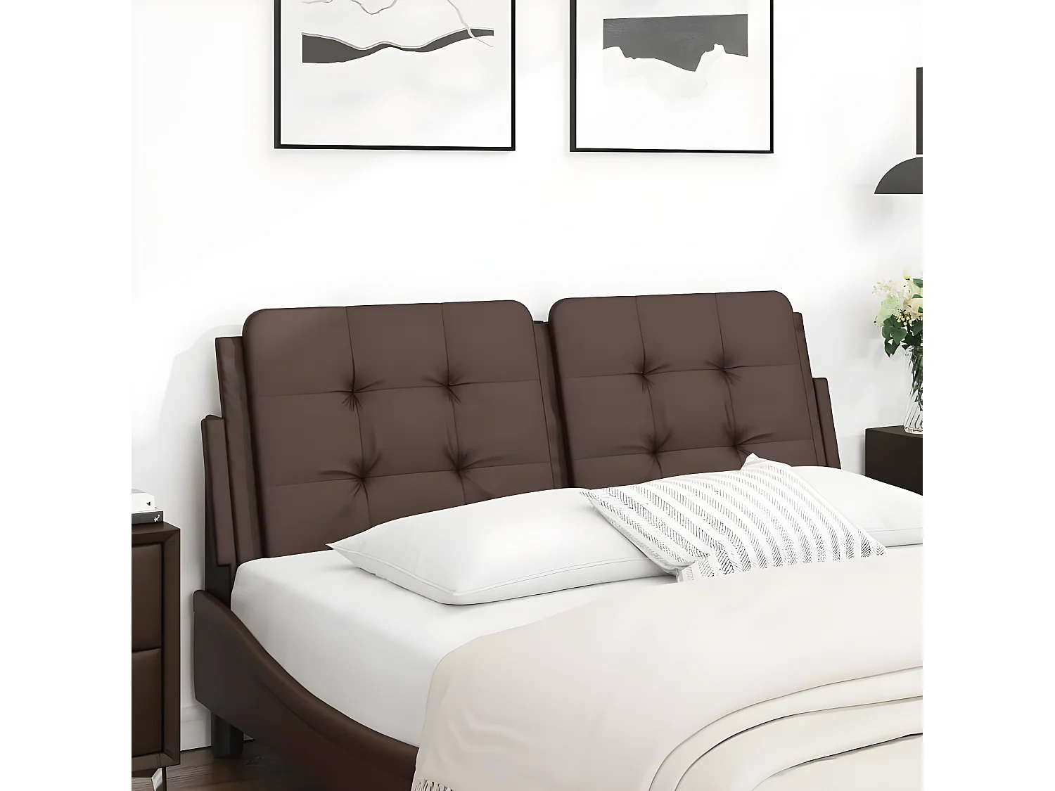 Coussin de tête de lit marron 120 cm similicuir
