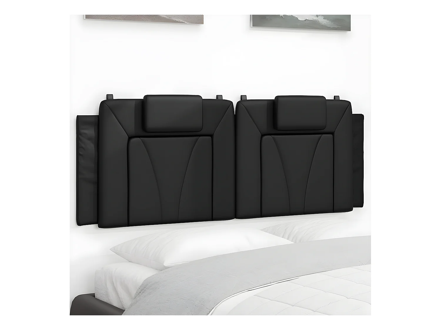 Coussin de tête de lit noir 140 cm similicuir