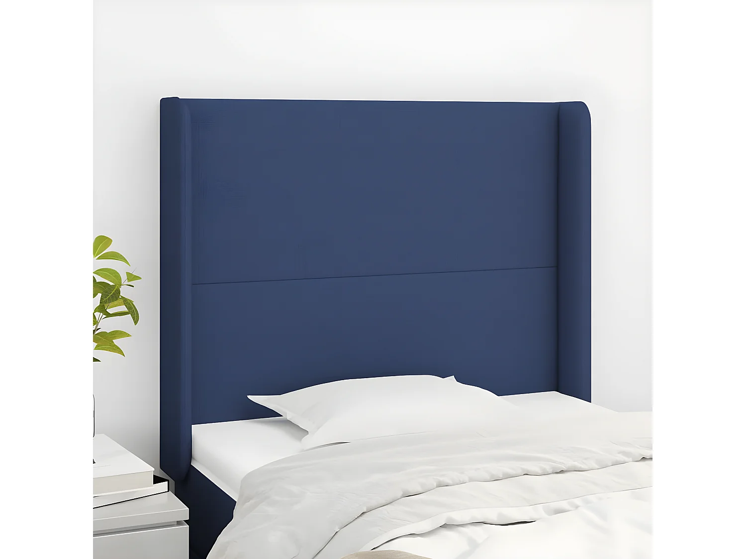 Tête de lit avec oreilles Bleu 83x16x118/128 cm Tissu