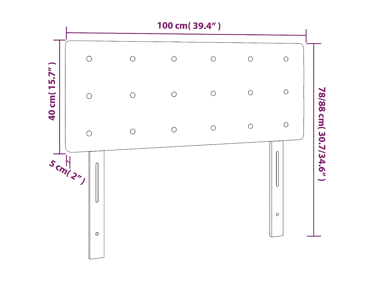 Cabecero con LED de terciopelo rosa 100x5x78/88 cm