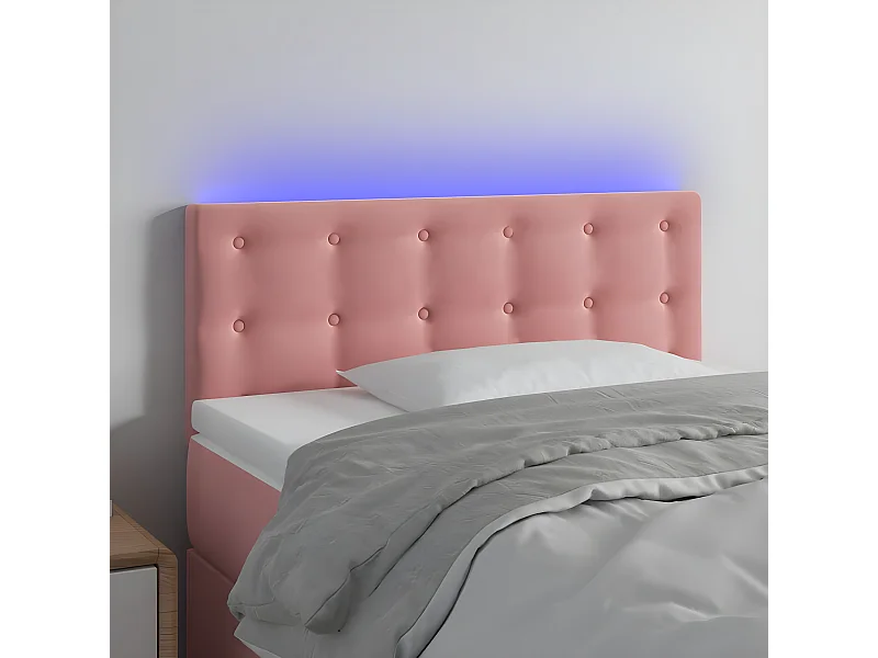 Cabecero con LED de terciopelo rosa 100x5x78/88 cm