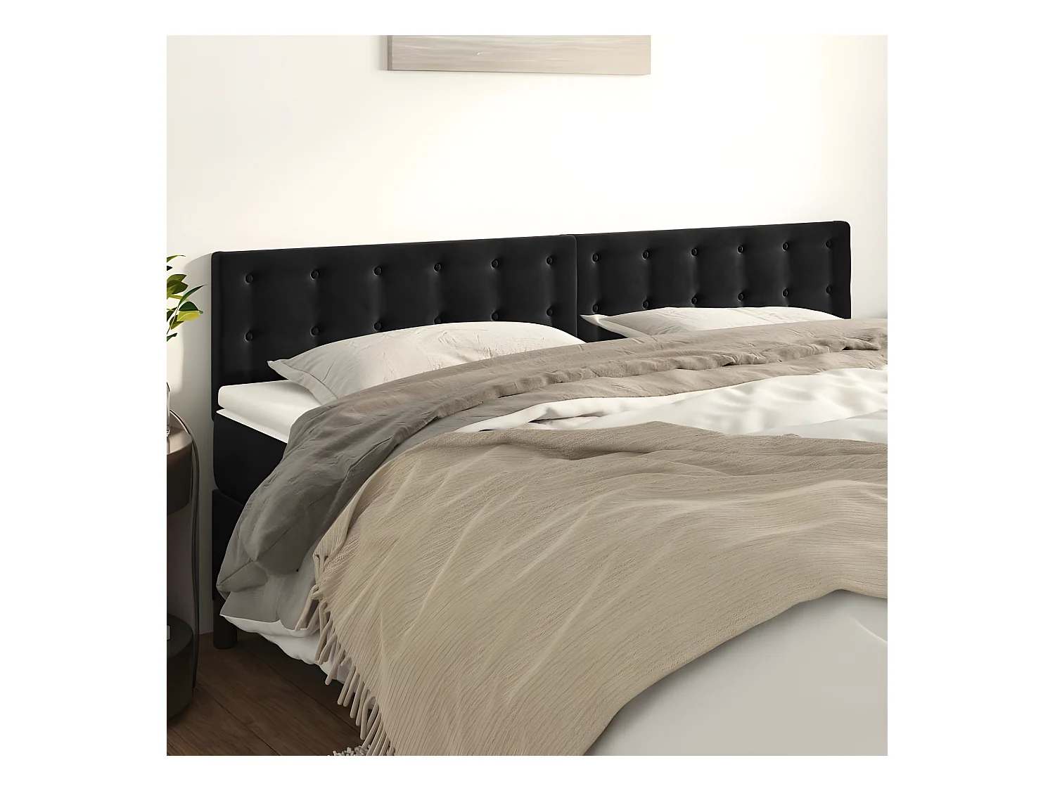 Têtes de lit 2 pièces Noir 80x5x78/88 cm Velours